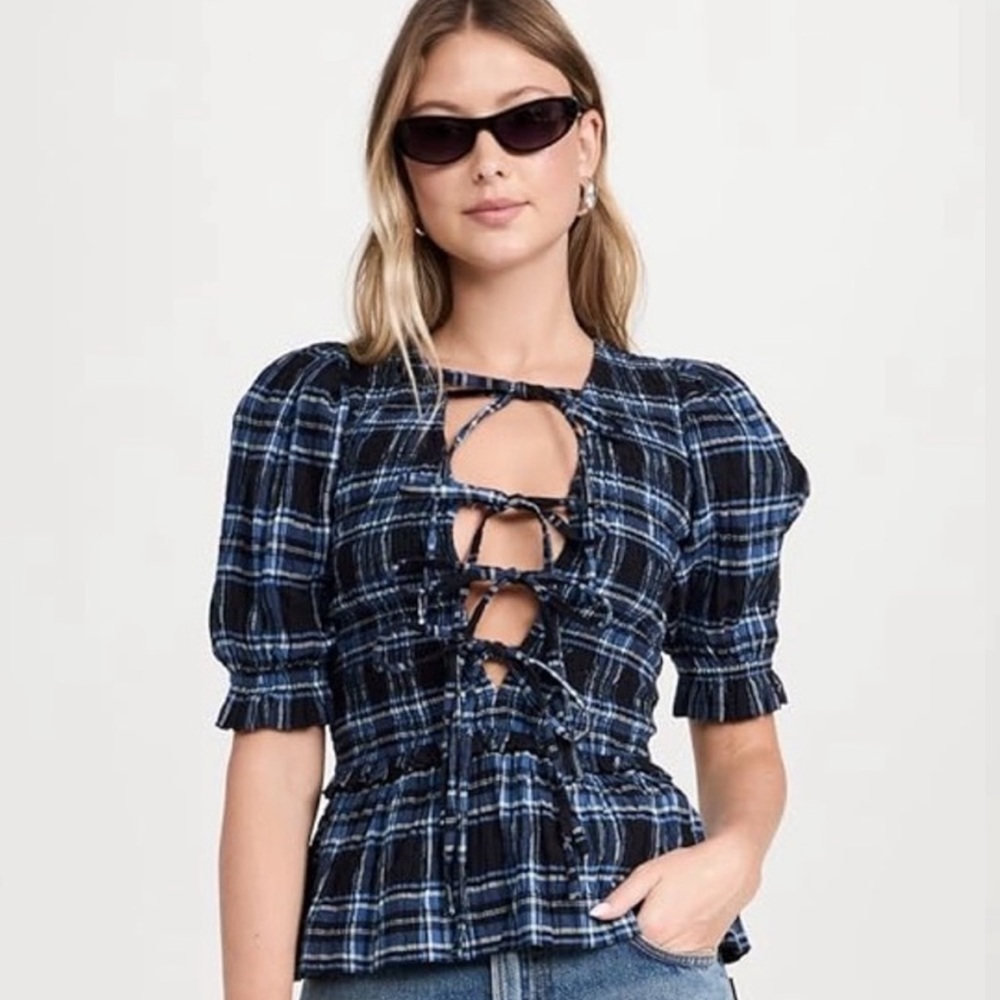 Damson Madder Bluebelle Plaid Top